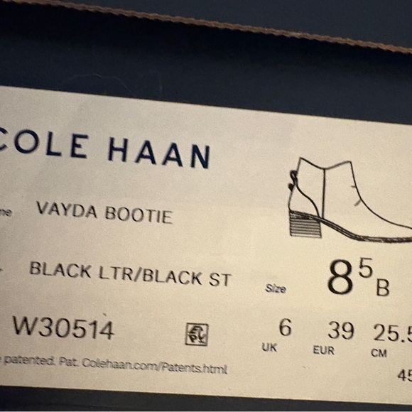 NIB Cole Haan Woman’s Vayda Bootie Black Leather SZ 8.5 - Picture 4 of 4
